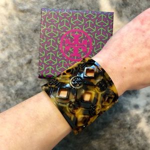 Tory Burch enamel tortoise shell cuff bracelet